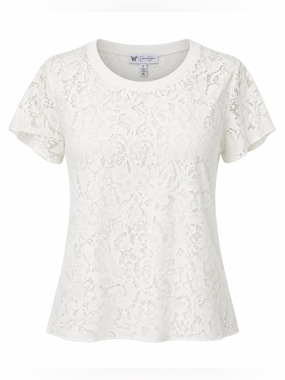 Jessica Simpson | White Floral Lace Eyelet Short Sleeve Top Women’s Size: L